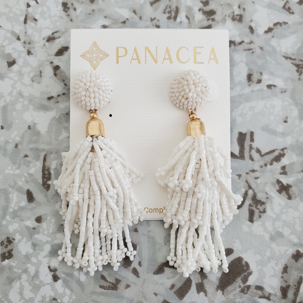 Panacea White Gold Tassel Earrings - Picture 1 of 4
